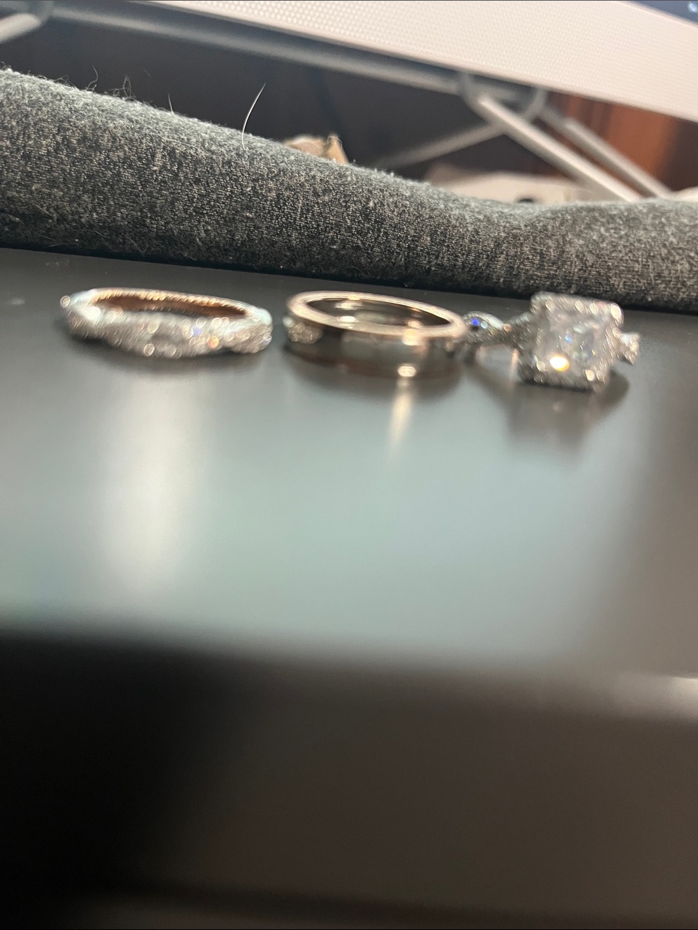 3PC Amazon Haul Silver Princess Cut Halo Engagement Twisted Infinity Band Ring S